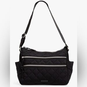 Vera Bradley Triple Zip Shoulder Bag in Black Performance Twill